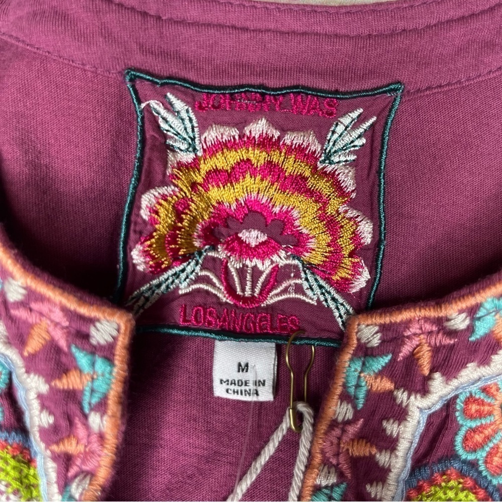 NWT Johnny Was Embroidered Tamia Boho Drape Top Size M - Picture 2 of 7